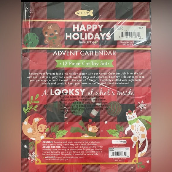 Kitty / Cat advent Christmas calendar with 12 days of cat toys. - Picture 2 of 2